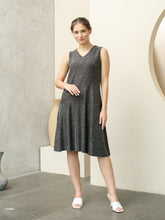 Load image into Gallery viewer, Illy Dress - V neck Dress - Black Shiny