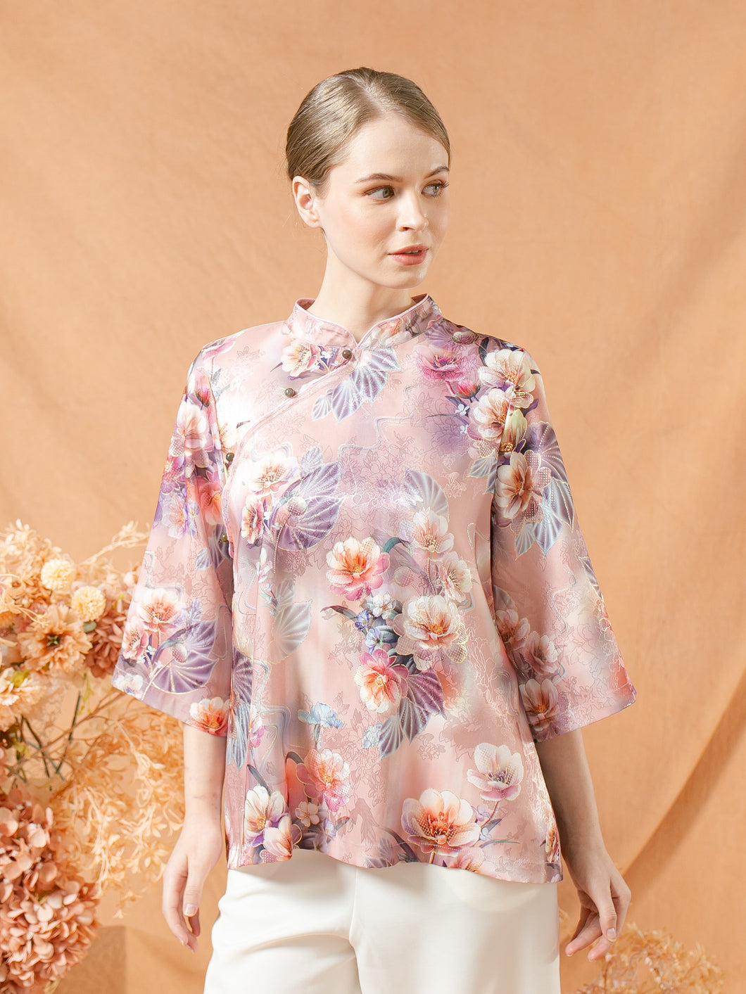 Mey Shanghai Blouse - Pink Gold Satin