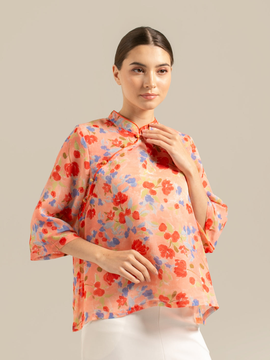 Mey Shanghai Blouse - RedOrange Flower