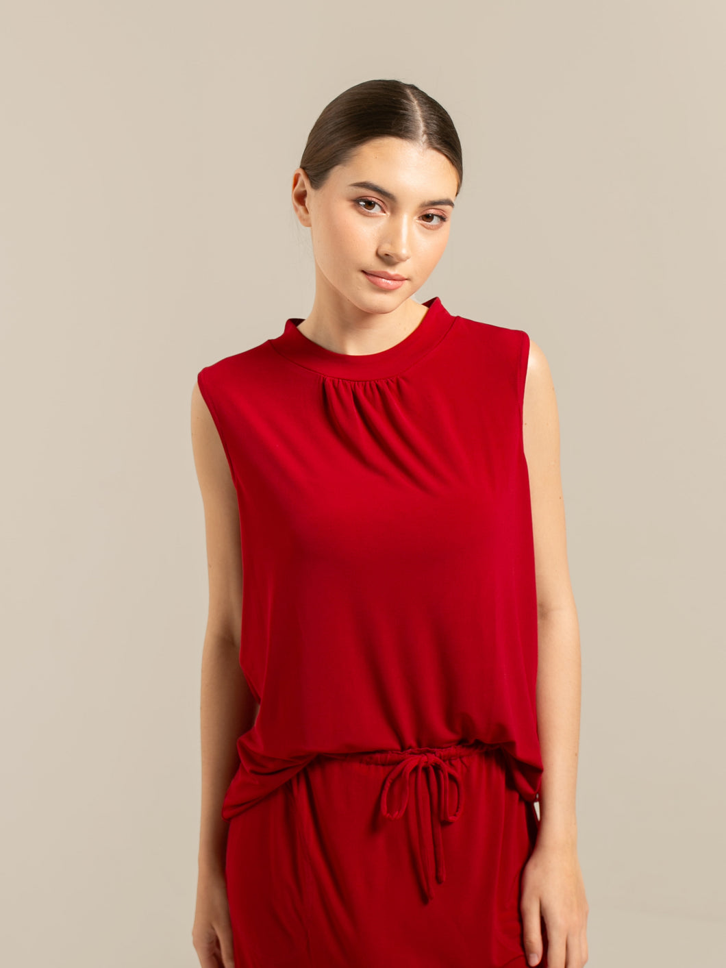 Sierra Top - Sleeveless High Neck - Red