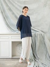 Load image into Gallery viewer, Diva Blouse - Shimmer Polkadot - Navy
