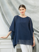 Load image into Gallery viewer, Diva Blouse - Shimmer Polkadot - Navy
