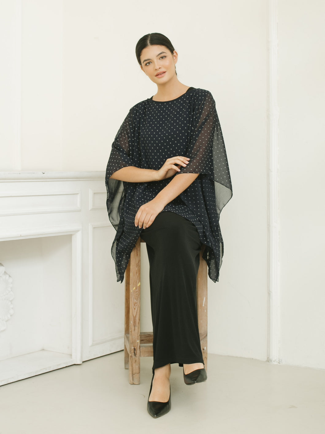 Diva Blouse - Navy Dots