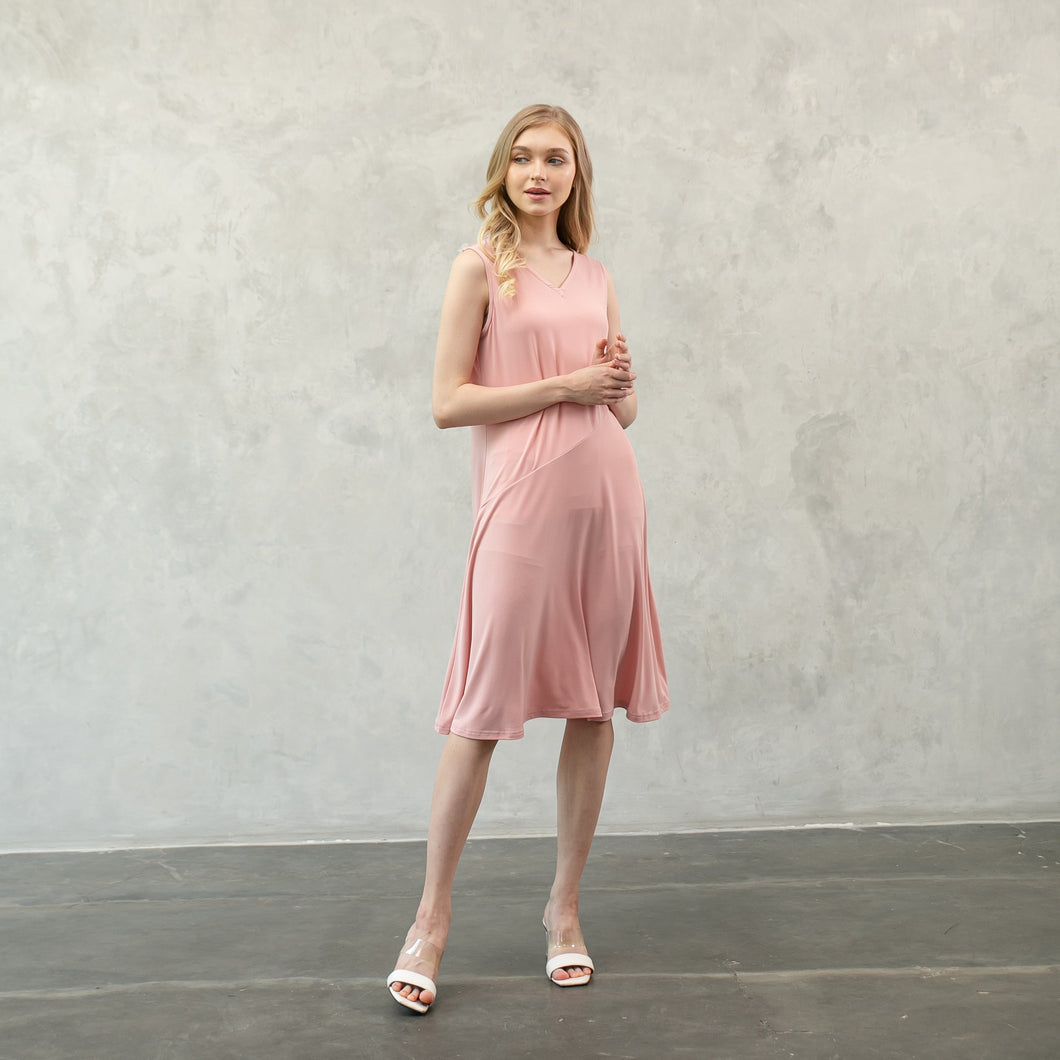 Illy Dress - V neck Dress - Baby Pink