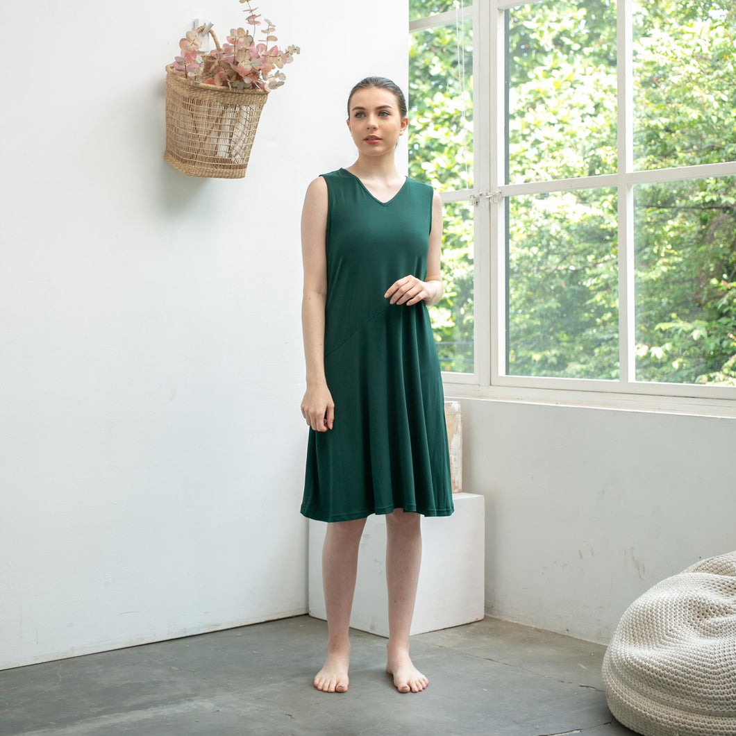 Illy Dress - V neck Dress - Dark Green